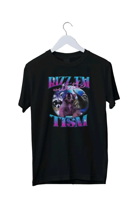 Reprint Rare Autism Funny Rizz Em With The Tism Meme Graphic T-Shirt Mens S M L XL 2 3 4 XL