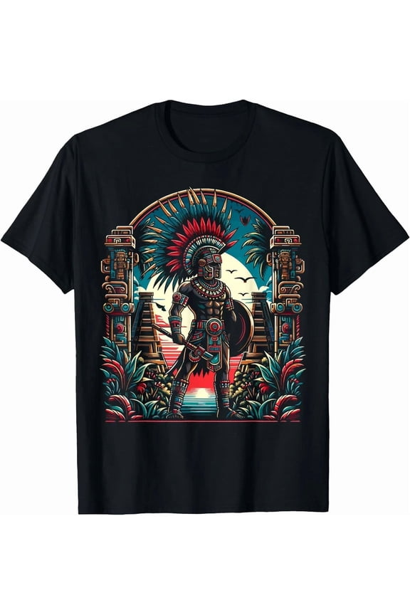 Reprint Rare Aztec Warrior Mexico Native Mexican Aztec Civilization T-Shirt , Unisex US size