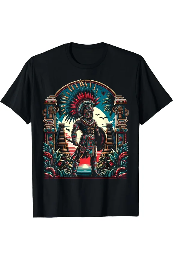 Reprint Rare Aztec Warrior Mexico Native Mexican Aztec Civilization T-Shirt , Unisex US size