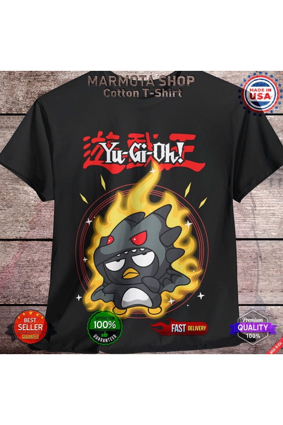 Reprint Rare Badtz-Maru T-Shirt Red Eyes Black Dragon Anime Soft Tee Shirt Kawaii 90s Unisex