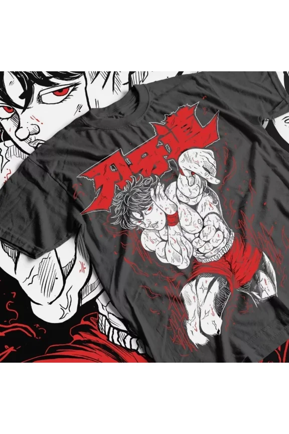 Reprint Rare Baki the Grappler T-Shirt, Gym Workout Unisex Graphic Tee, Yujiro Hanma Anime