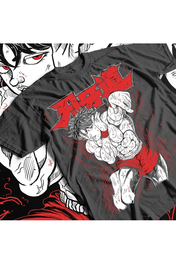 Reprint Rare Baki the Grappler T-Shirt, Gym Workout Unisex Graphic Tee, Yujiro Hanma Anime