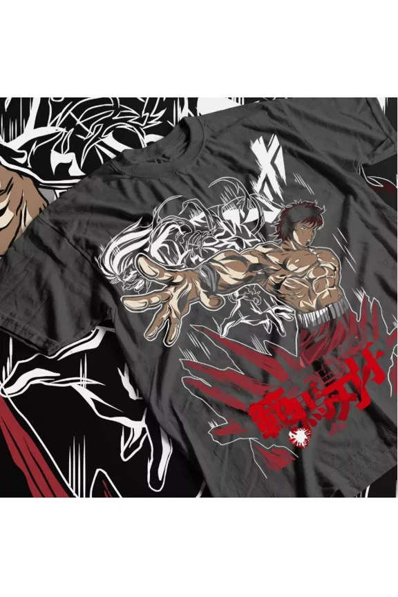 Reprint Rare Baki the Grappler T-Shirt, Gym Workout Unisex Graphic Tee, Yujiro Hanma Anime