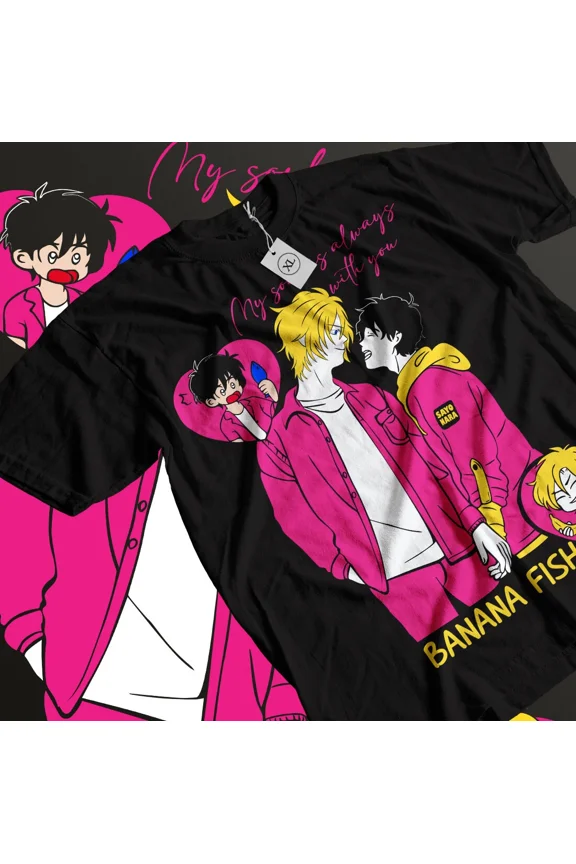 Reprint Rare Banana Fish T-shirt Ash Lynx Eiji Okumura Card Anime Kawaii T-shirt All Size