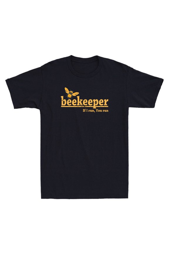Reprint Rare Beekeeper If I Run, You Run Shirt Funny Bee Hive Honey Lover Gift Men's T-shirt
