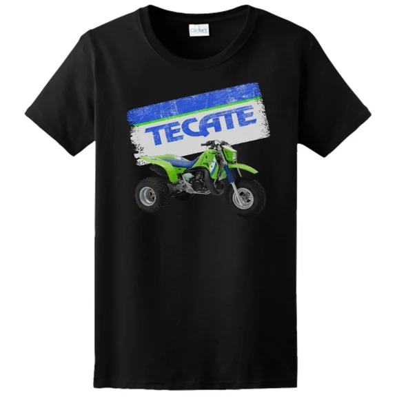 Reprint Rare Black Kawasaki Tecate T-shirt KXT 250 ATC 3 Wheeler Shirt