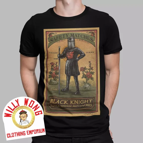 Reprint Rare Black Knight Monty Python T-Shirt Retro Movie 70s 80s The Holy Grail Tee Gift