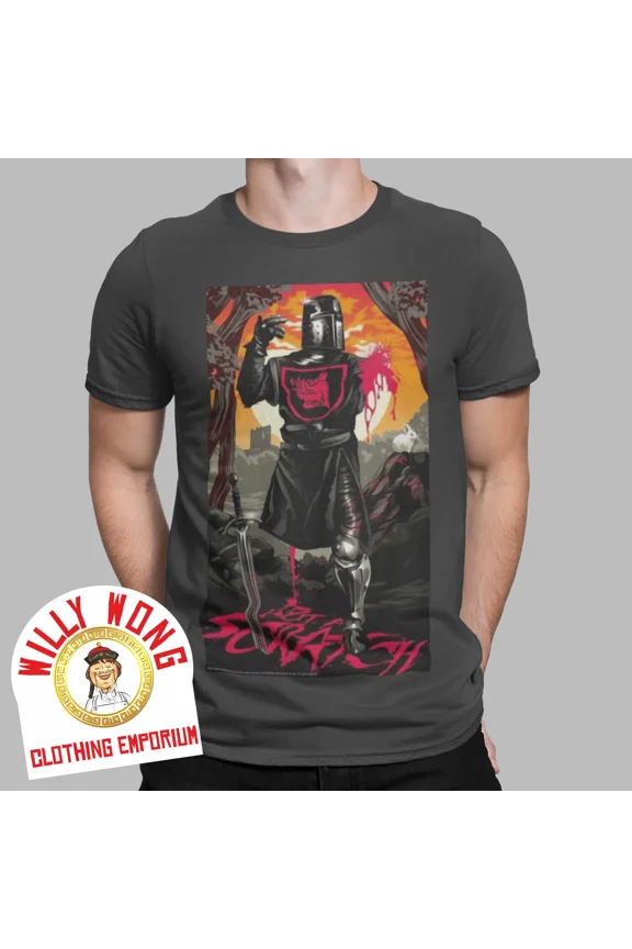 Reprint Rare Black Knight Monty Python T-Shirt Retro Movie 70s 80s The Holy Grail Tee