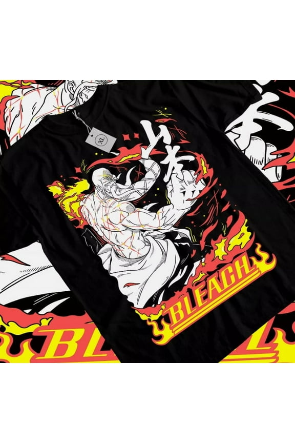 Reprint Rare Bleach Yamamoto T-shirt Genryusai Shigekuni Tshirt Anime Manga All Size Black