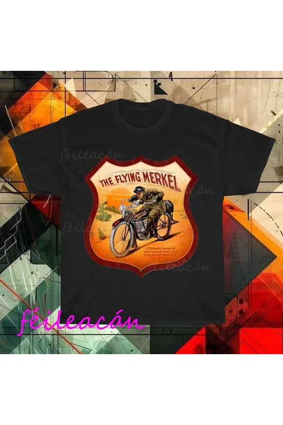 Reprint Rare Brand New Flying Merkel Logo American T-Shirt Funny Size S to 5XL