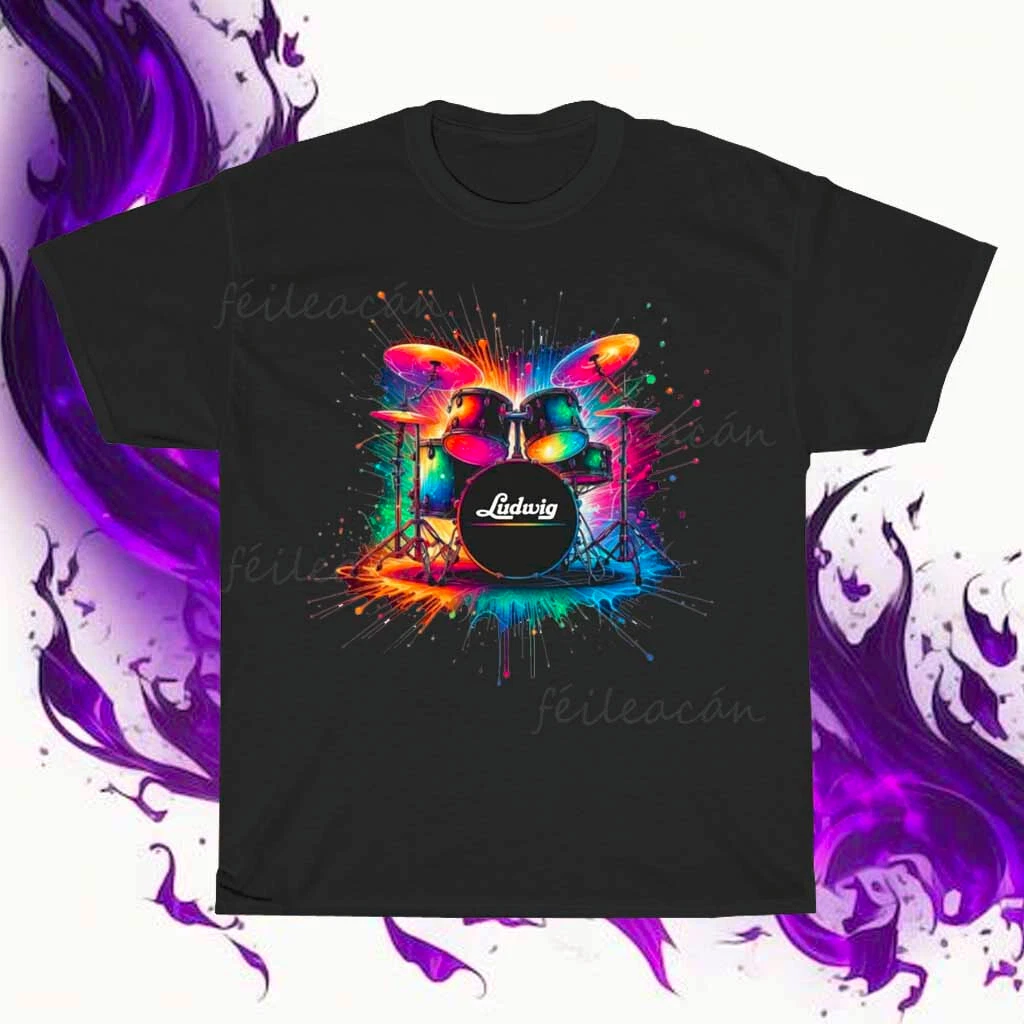 Reprint Rare Brand New Ludwig Drums Logo American T-Shirt Funny Size S ...