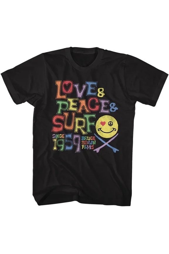 Reprint Rare Bruce Brown Films Love Peace And Surf Movie Shirt