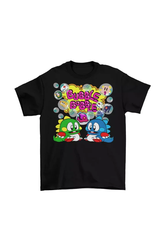 Reprint Rare Bubble Bobble T-Shirt Unisex Adult Cotton Funny Sizes NES Retro 90's 8-bit New