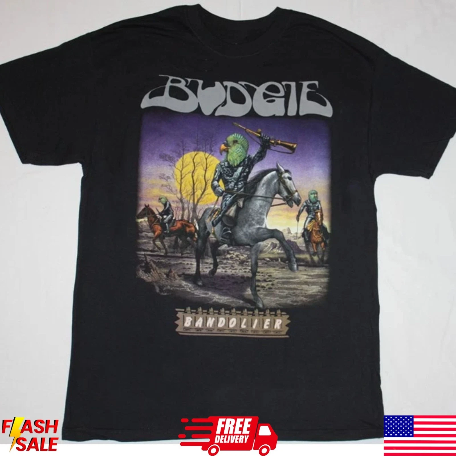 Reprint Rare Budgie Band Banddlie Album Black Unisex T shirt Walmart Reprint Rare Budgie Band Banddlie Album Black Unisex T shirt Walmart