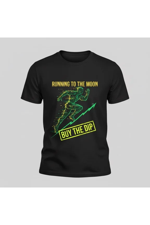 Reprint Rare Buy The Dip T-Shirt Crypto Running To The Moon Graphic Tee Mens Trader Gift