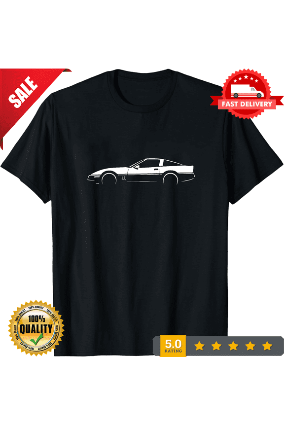 Reprint Rare C4 Corvette Silhouette Shirt Classic Wedge Vette 1984 to 1990, NEW INSTOCK-TH81398