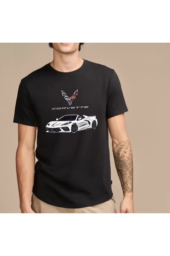 Reprint Rare C8 Corvette White Vette Muscle Car Supercar Graphic T-Shirt Trending Gift
