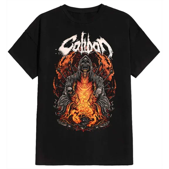 Reprint Rare Caliban Nailed Skull T-Shirt Cotton Black Full Size Unisex Shirt s-5xl KN505
