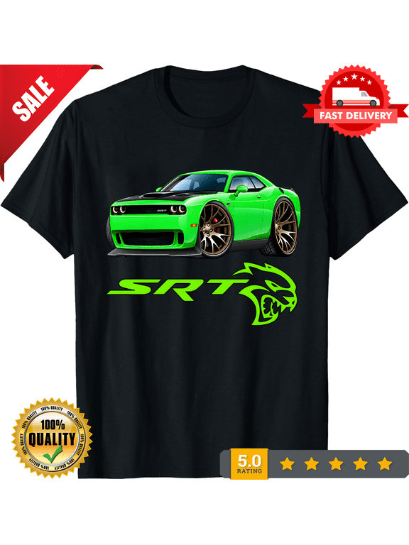 Reprint Rare Challenger SRT Hellcat Classic Green Muscle Car Design Tshirt NEW, NEW INSTOCK-TH85204
