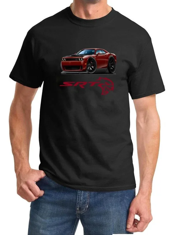 Reprint Rare Challenger SRT Hellcat Classic Maroon Muscle Car Design Tshirt NEW