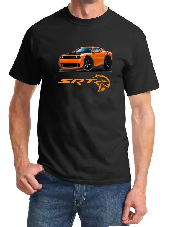 Reprint Rare Challenger SRT Hellcat Classic Orange Muscle Car Design Tshirt NEW