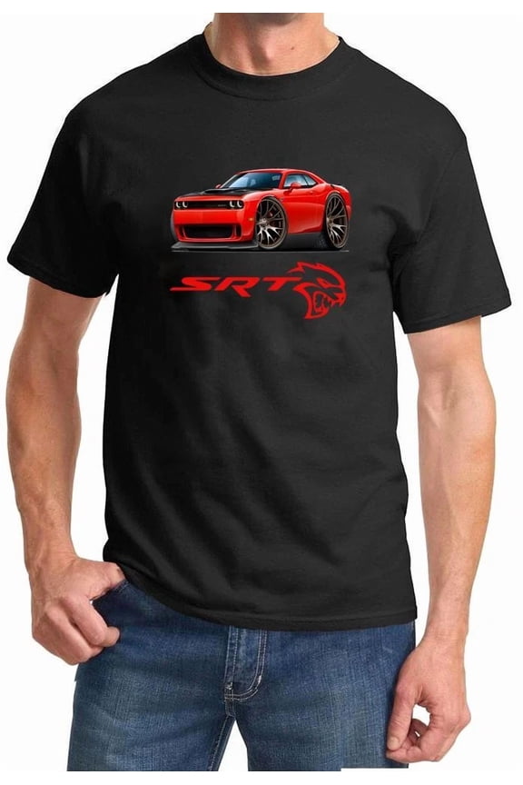 Reprint Rare Challenger SRT Hellcat Classic Red Muscle Car Design Tshirt NEW