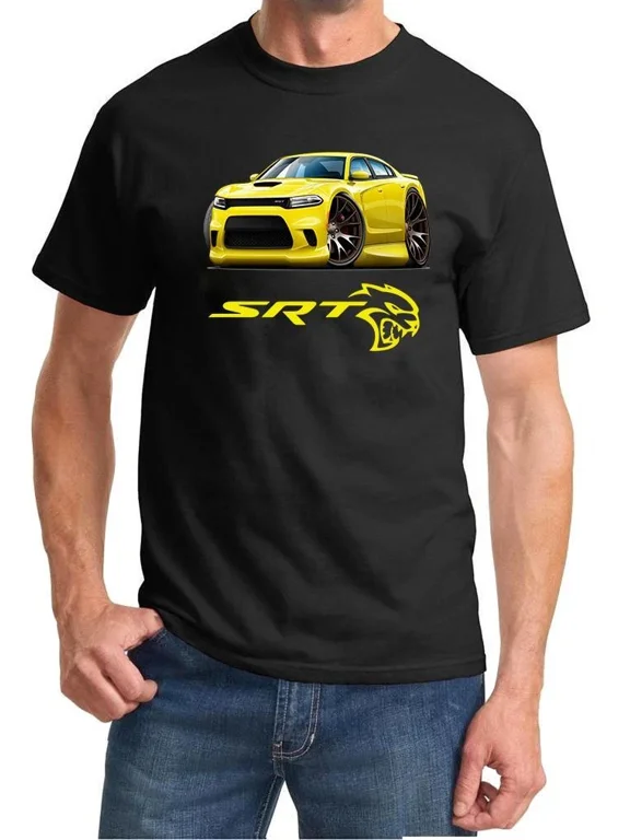 Reprint Rare Charger SRT Hellcat Classic Yellow Muscle Car Design Tshirt NEW