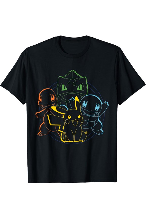 Reprint Rare Charmander Bulbasaur Squirtle Kanto Circle T Shirt