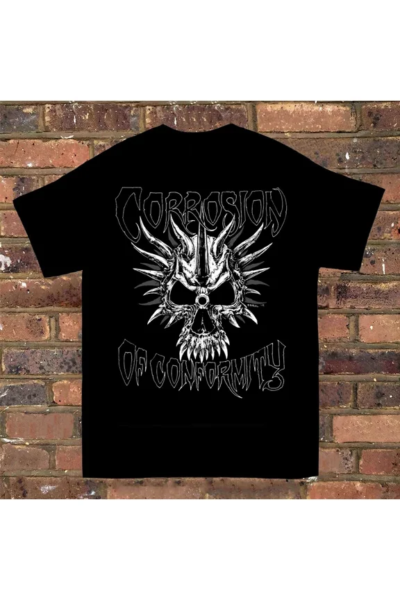 Reprint Rare Corrosion of Conformity Logo T-Shirt Short Sleeve Black Cotton - Free Shipping