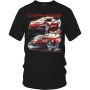 Reprint Rare Corvette C6 Red Blur T-Shirt, Premium 100% Cotton, Short Sleeve, Black