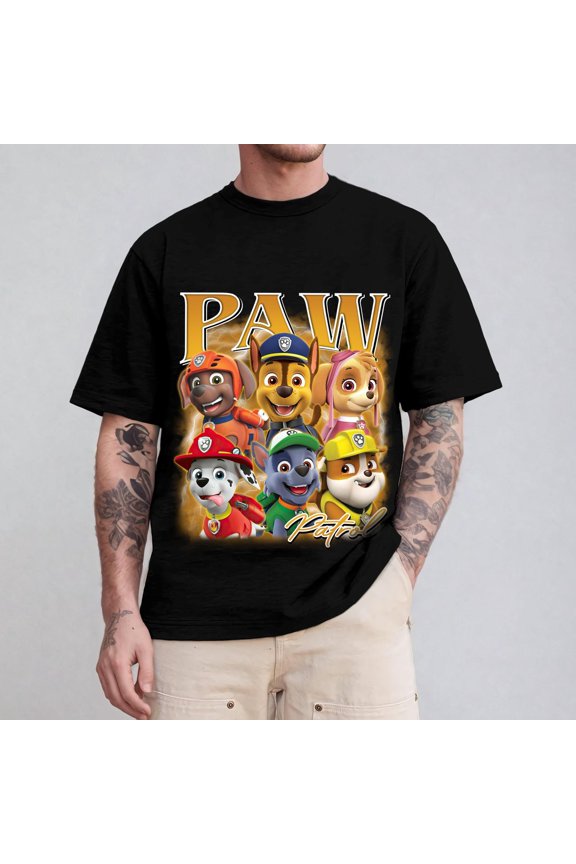 Reprint Rare Cute Cartoon Puppy Squad Graphic Tee - Comfort Colors Shirt - Fun Dog Crew Vintage Style T-Shirt