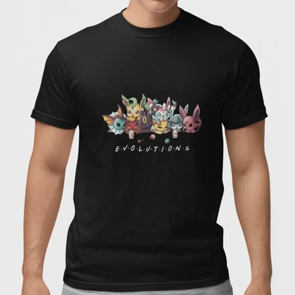 Reprint Rare Cute Eevee Evolutions Anime T Shirt Kawaii Graphic Tee Unisex Gift Top