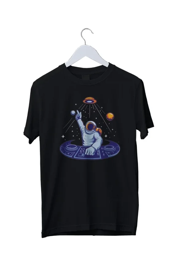 Reprint Rare DJ Astronaut T-shirt Music Space Funny Graphic T-shirt Mens S M L XL 2 3 4 XL