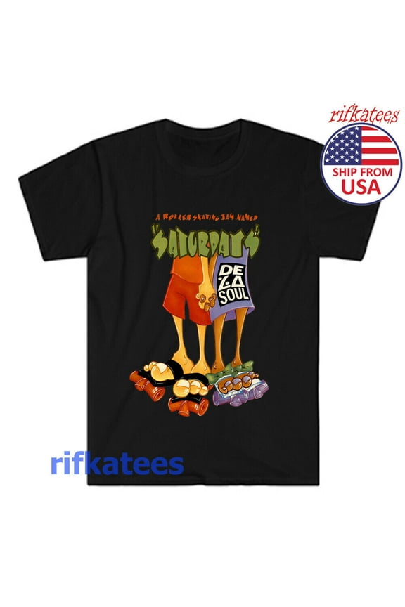 Reprint Rare De La Soul Roller Skating Saturdays Men's Black T-Shirt Size S to 5XL