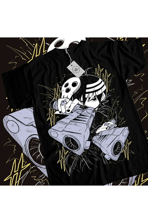 Reprint Rare Death the Kid T-Shirt Soul Eater Japanese Black Star Girl Funny Shirt All Size