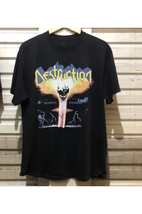 Reprint Rare Destruction Infernal Overkill Band Tour Adult Cotton Tee Shirt GS223