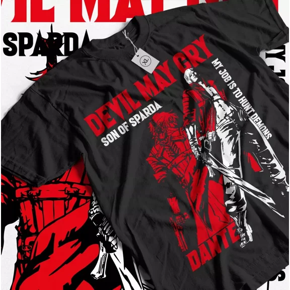 Reprint Rare Devil May Cry Dante T-Shirt Unisex Shirt All Size T-Shirt - Black