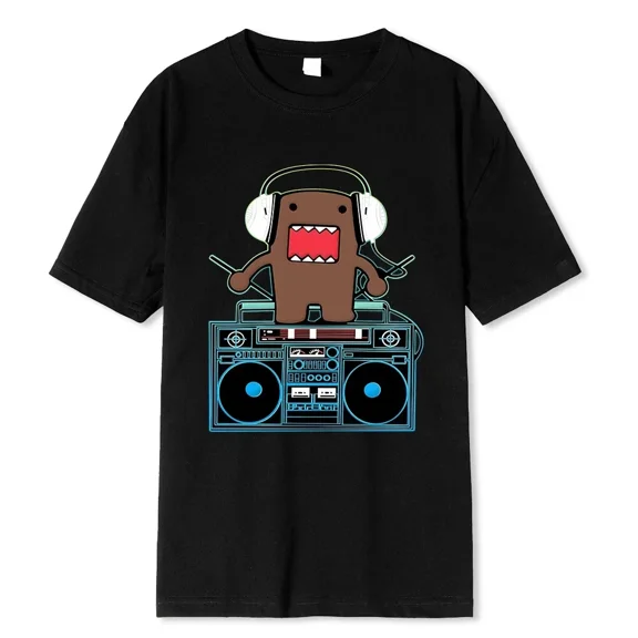 Reprint Rare Domo Kun DJ Domo T Shirts Men Cotton Humorous T-Shirts Crewneck Tees Short Sleev
