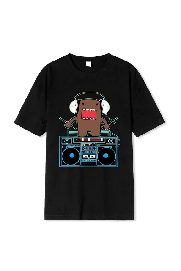 Reprint Rare Domo Kun DJ Domo T Shirts Men Cotton Humorous T-Shirts Crewneck Tees Short Sleev
