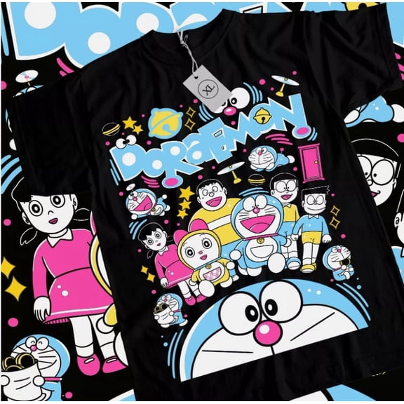 Reprint Rare Doraemon T-shirt Nobi Shizuka Gian Dorami Suneo Girl Anime Gifts Shirt All Size
