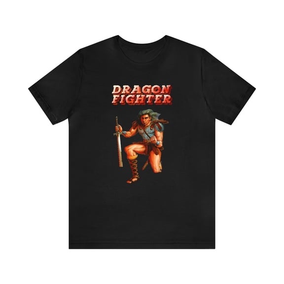 Reprint Rare Dragon Fighter NES Logo Pixel Art Retro Style Unisex Short Sleeve Tee T-Shirt