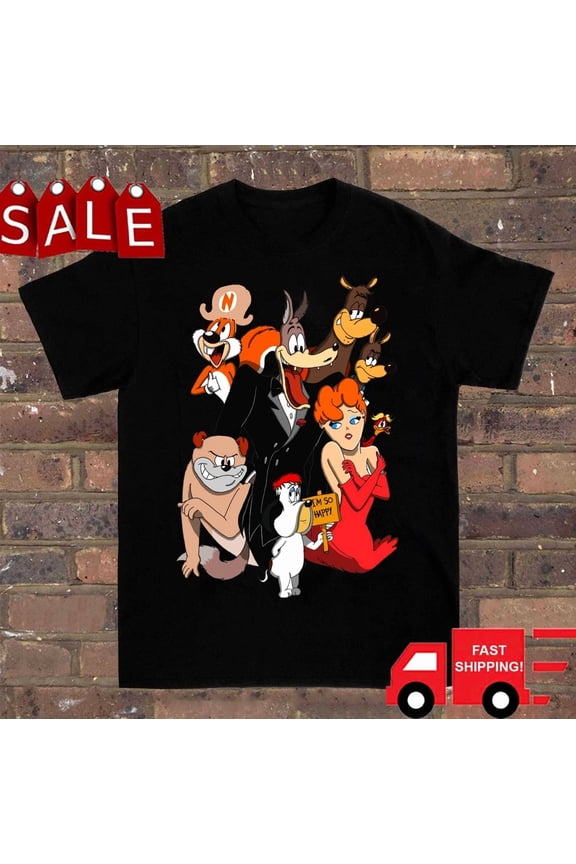 Reprint Rare Droopy Dog and All Friend Shirt Short Sleeve Men Black Unisex S-5XL