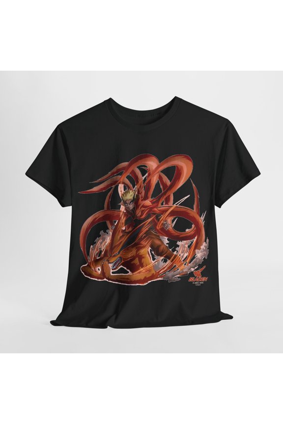Reprint Rare "Dynamic Men's T-Shirt with Anime Man & Fox Illustration in Vibrant Colors"