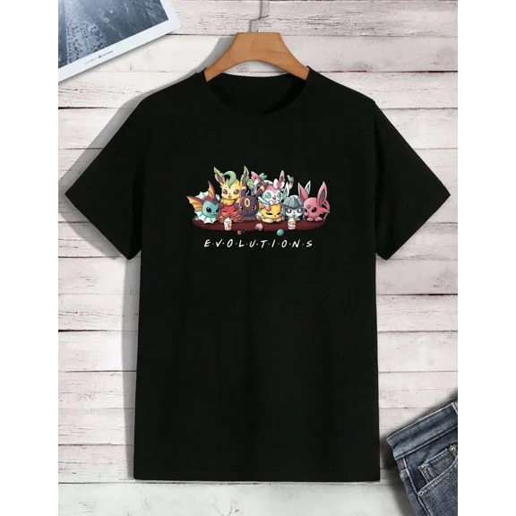 Reprint Rare Eeveelutions T-Shirt Friends Style Eevee Evolution Anime Fan Unisex