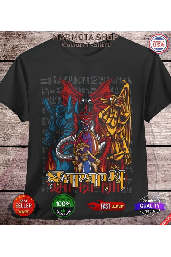 Reprint Rare Egyptian Gods T-Shirt Obelisk Slifer Ra Atem Anime Soft Tee Shirt 90s Unisex All