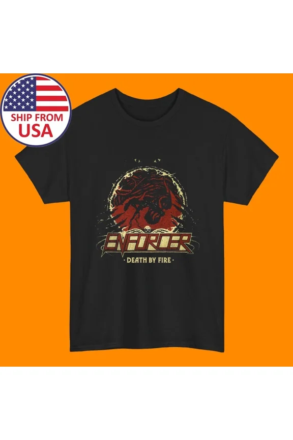 Reprint Rare Enforcer Death By Fire Men's Black Size S-5XL