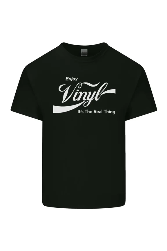 Reprint Rare Enjoy Vinyl DJ DJing Decks Turntable Funny Mens Cotton T-Shirt Tee Top