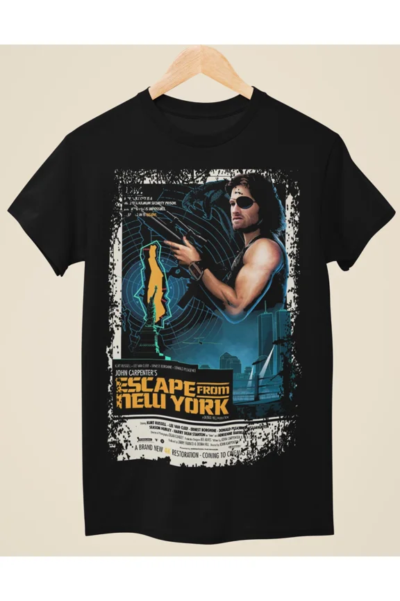 Reprint Rare Escape From New York - Movie Poster Inspired Unisex Black T-Shirt
