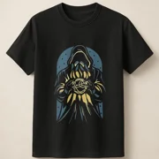 Reprint Rare Fantasy Sorcerer With Glowing Hands And Dark Aura Design Unisex T Shirt