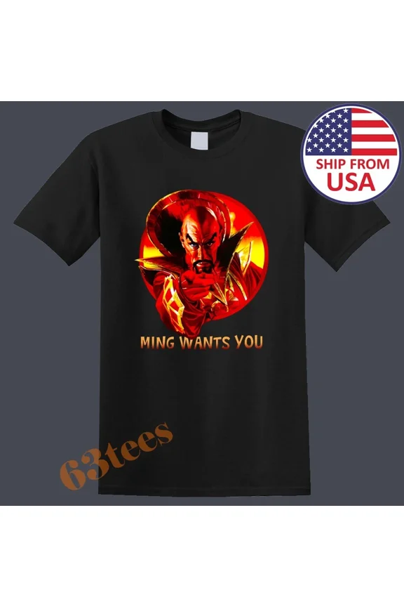 Reprint Rare Flash Gordon Ming Wants You TV Show Men's Black Size S to 3XL